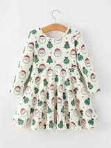 Girls Santa & Christmas Tree Print Twirl Dress - Rylee Faith Designs - Flyclothing LLC