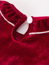 Christmas Velvet Smocked Baby Bubble Romper with Pearl Detail - Rylee Faith Designs - Flyclothing LLC