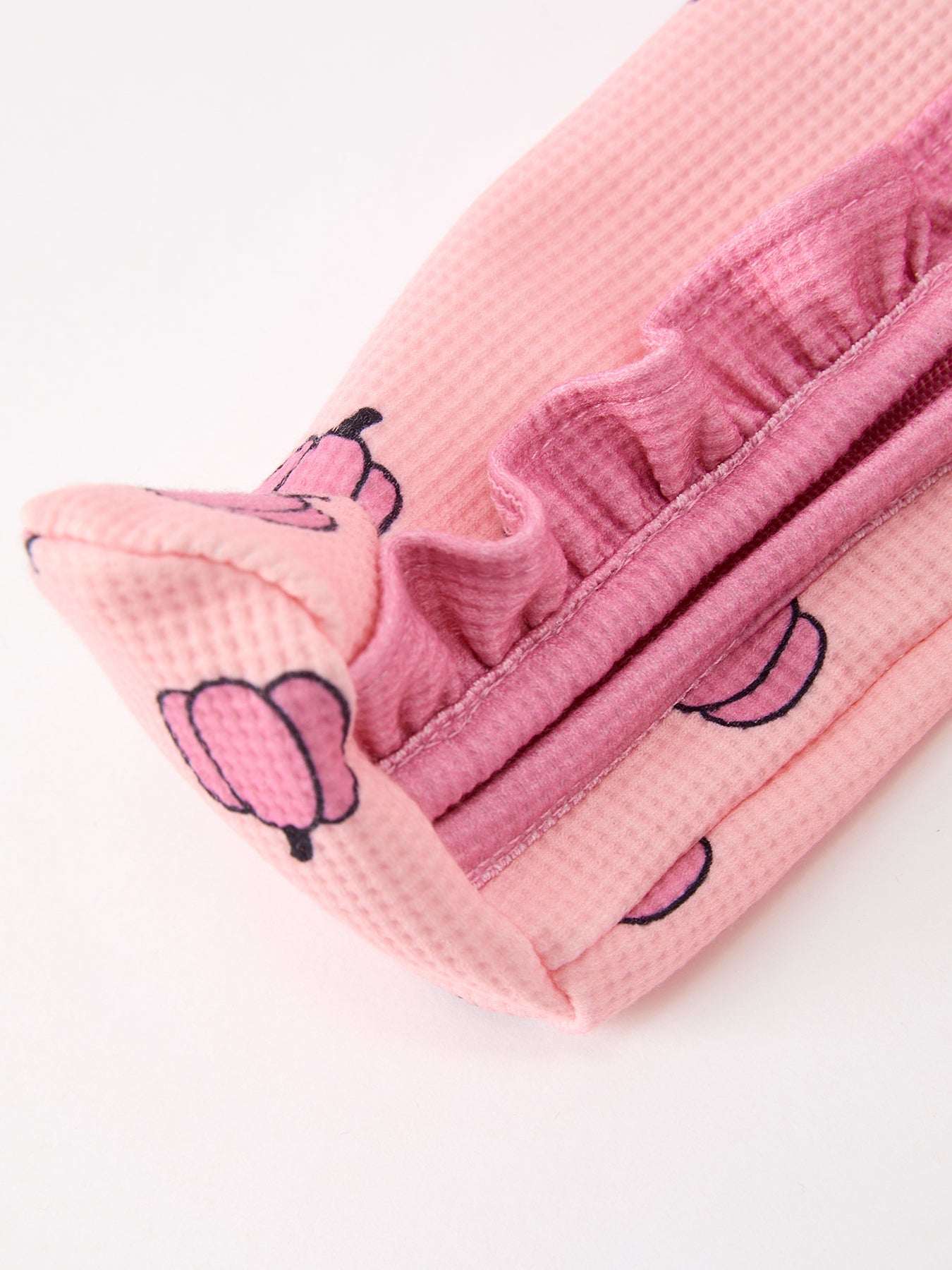 Fall Thanksgiving Pink Pumpkin Ruffle Zip Sleeper Waffle Jumpsuit