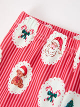 Mommy and Me Christmas Santa Print Pajama Set with Fur Trim