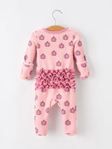 Fall Thanksgiving Pink Pumpkin Ruffle Zip Sleeper Waffle Jumpsuit - Rylee Faith Designs - Flyclothing LLC