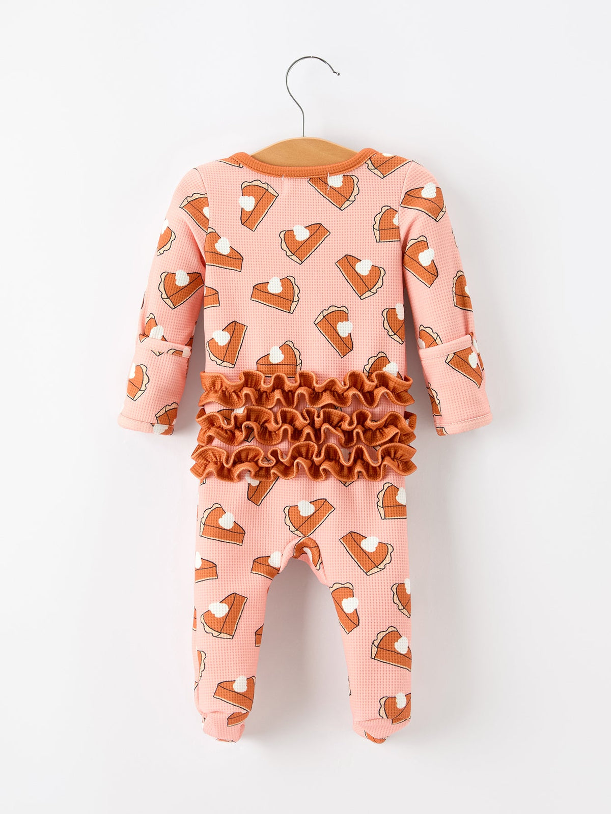 Girls Thanksgiving Pumpkin Pie Waffle Baby Girls Sleeper - Rylee Faith Designs - Flyclothing LLC