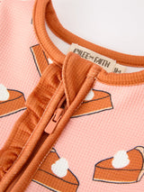 Girls Thanksgiving Pumpkin Pie Waffle Baby Girls Sleeper - Rylee Faith Designs - Flyclothing LLC