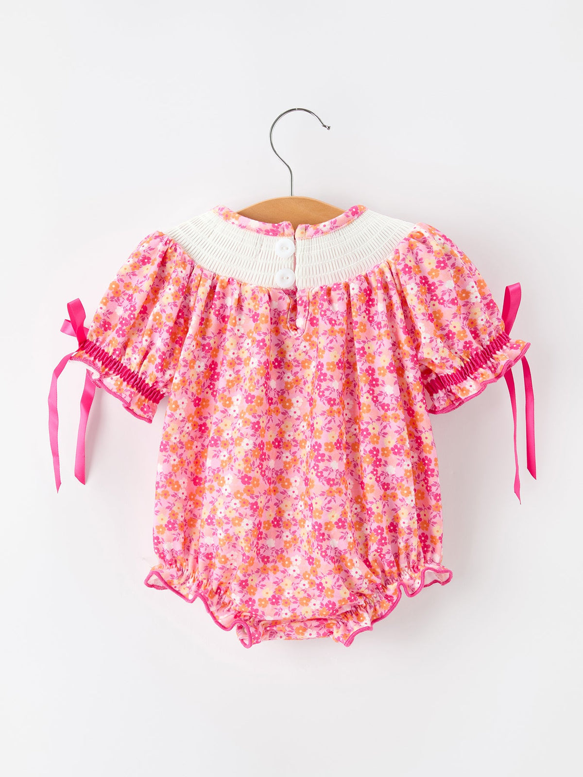 Girls Halloween & Thanksgiving Floral Smocked Bubble Romper - Rylee Faith Designs - Flyclothing LLC