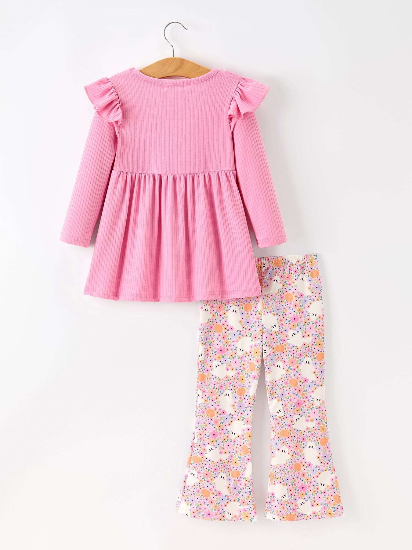 Halloween Ghost Girls Bell Bottom Pant Set Ruffle