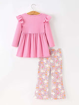 Halloween Ghost Girls Bell Bottom Pant Set Ruffle