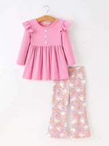 Halloween Ghost Girls Bell Bottom Pant Set Ruffle