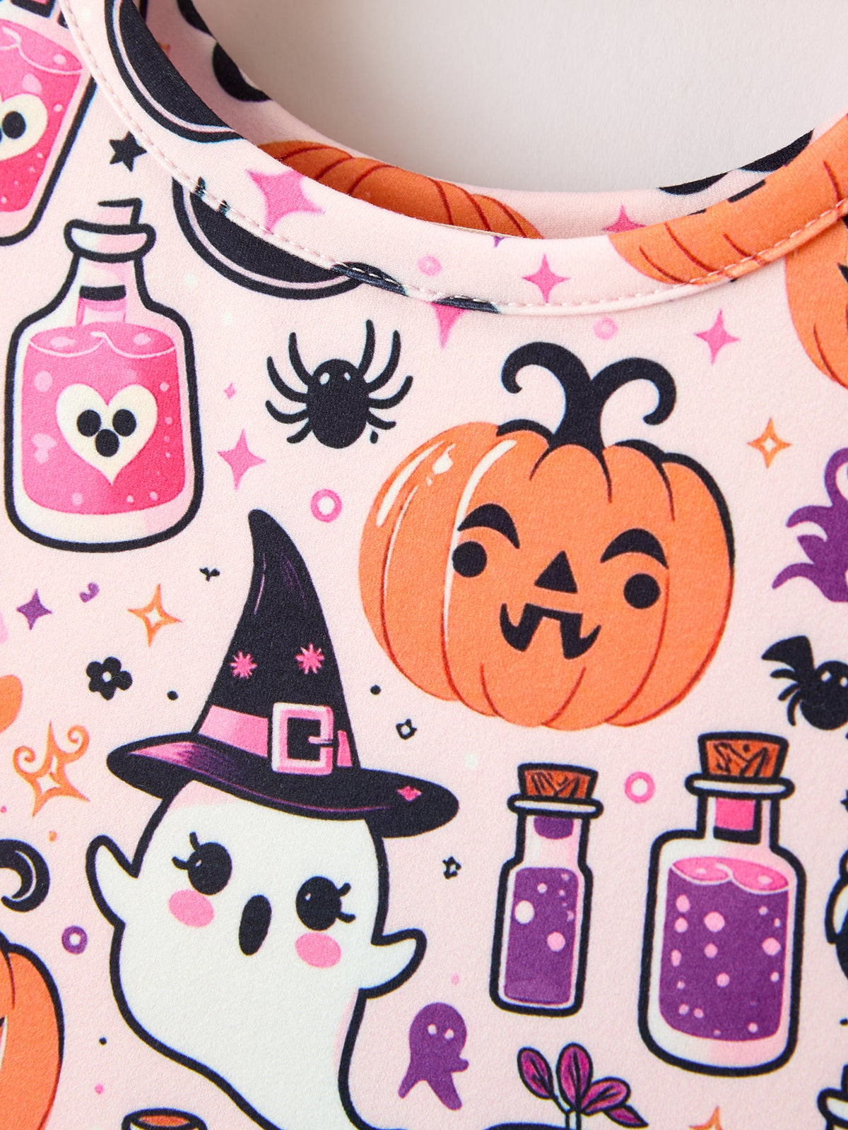 Halloween Pumpkin Ghost Print Girls Twirl Dress Short Sleeve - Rylee Faith Designs - Flyclothing LLC