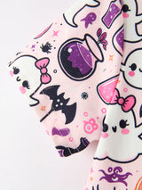 Halloween Pumpkin Ghost Print Girls Twirl Dress Short Sleeve - Rylee Faith Designs - Flyclothing LLC