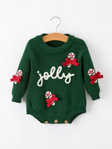 Christmas Jolly Candy Cane Knit Baby Romper - Rylee Faith Designs - Flyclothing LLC