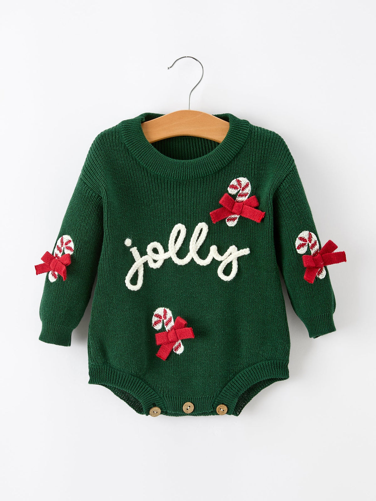 Christmas Jolly Candy Cane Knit Baby Romper - Rylee Faith Designs - Flyclothing LLC