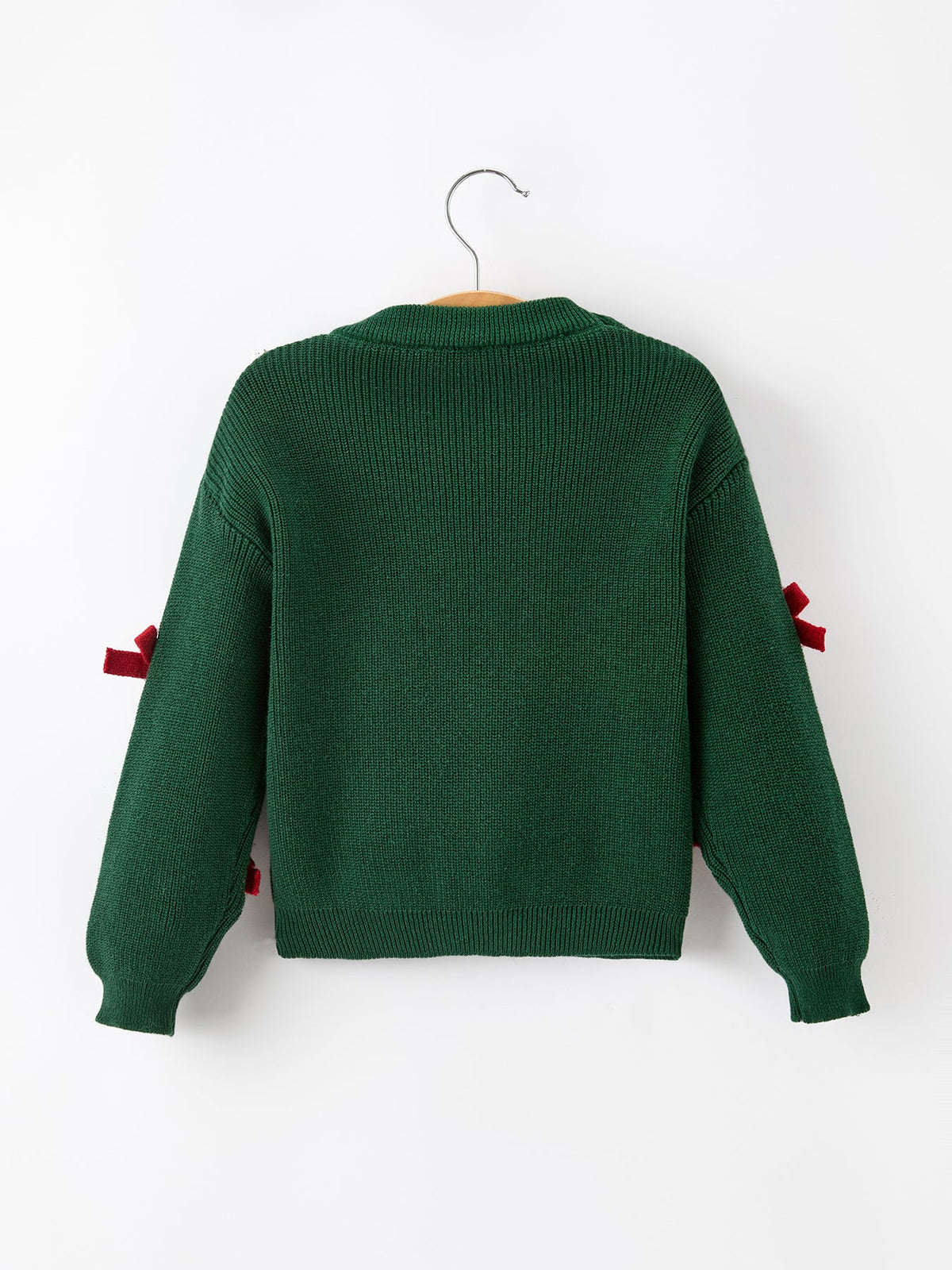 Girls Christmas Jolly Candy Cane Bow Knit Sweater - Rylee Faith Designs - Flyclothing LLC
