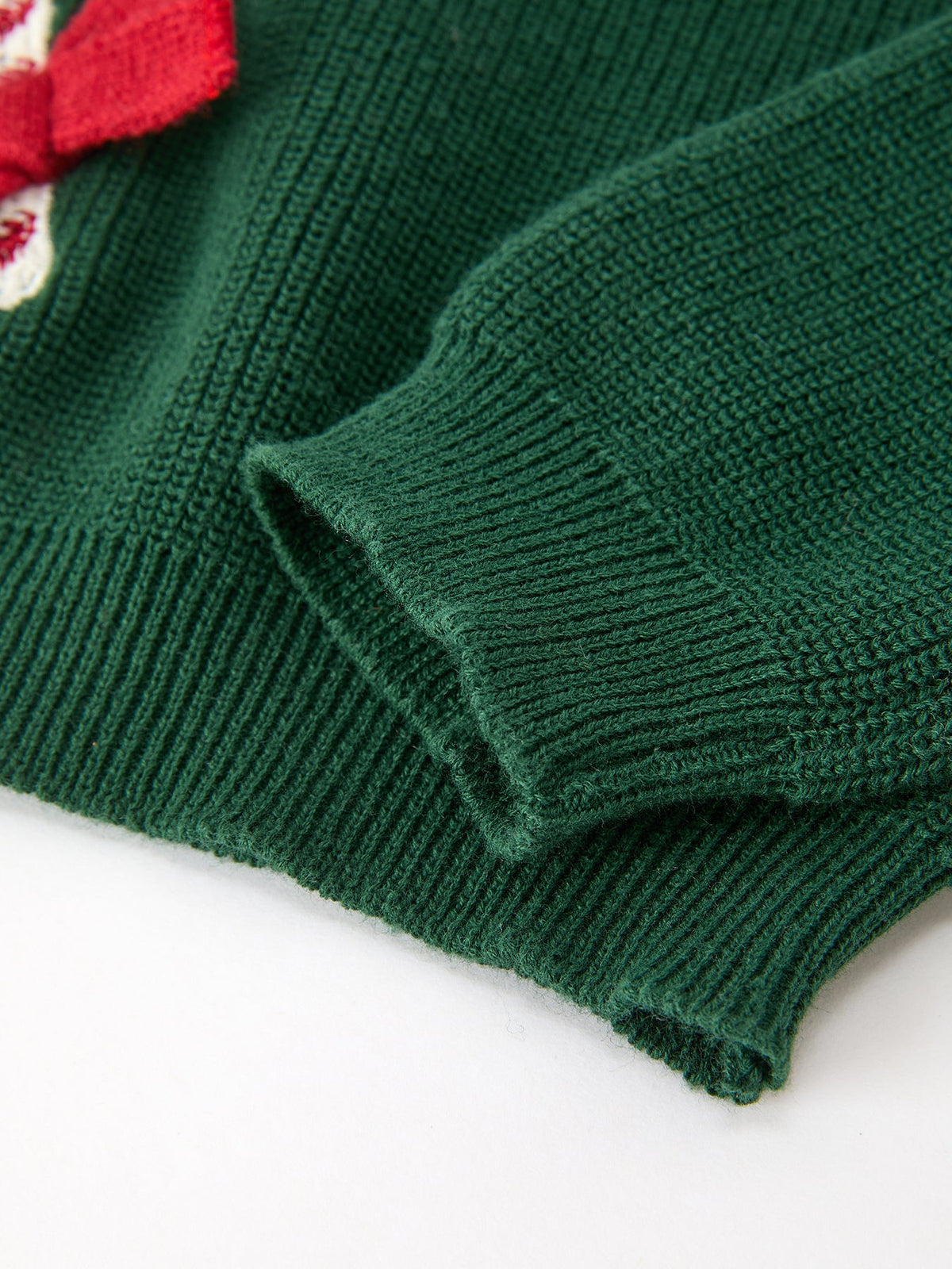 Girls Christmas Jolly Candy Cane Bow Knit Sweater - Rylee Faith Designs - Flyclothing LLC