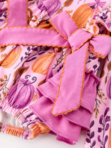 Halloween Thanksgiving Pumpkin Girls Romper with Ruffle Bow - Rylee Faith Designs - Flyclothing LLC