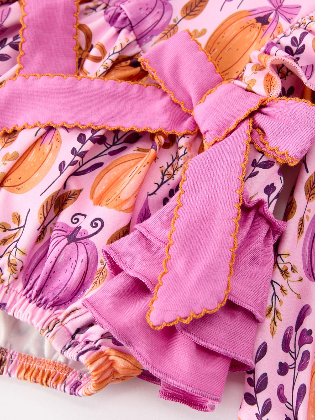 Halloween Thanksgiving Pumpkin Girls Romper with Ruffle Bow - Rylee Faith Designs - Flyclothing LLC