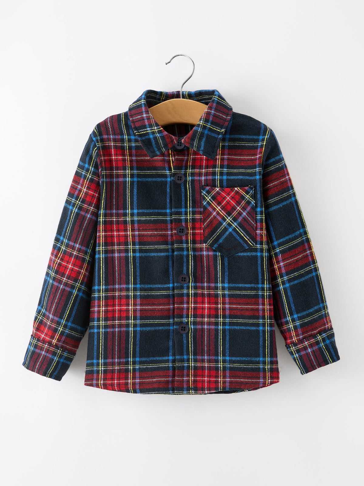 Christmas Boys Red Navy Plaid Button Down Shirt - Rylee Faith Designs - Flyclothing LLC