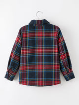 Christmas Boys Red Navy Plaid Button Down Shirt - Rylee Faith Designs - Flyclothing LLC