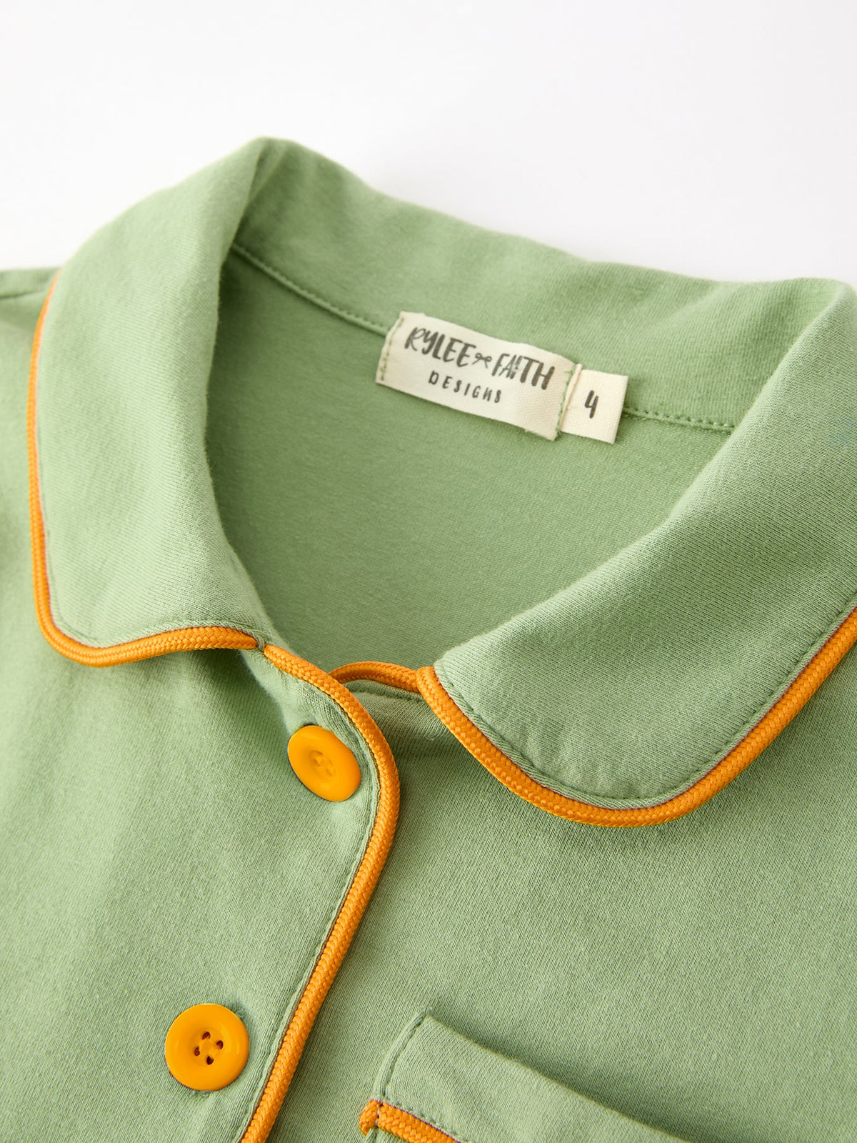 Fall Green Kids Pajamas Set Pumpkin Embroidery Button Sleepwear - Rylee Faith Designs - Flyclothing LLC