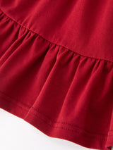 Christmas Girls Red Lace Bow Ruffle Dress