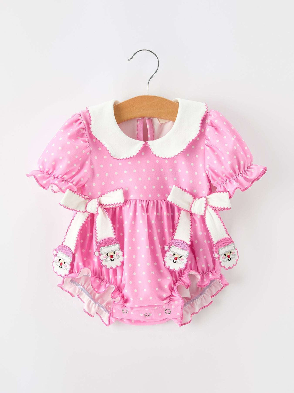 Christmas Baby Girls Santa Bow Peter Pan Collar Romper