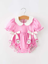 Christmas Baby Girls Santa Bow Peter Pan Collar Romper