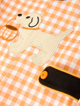 Boys Halloween Dog Pumpkin Jonjon Plaid Trim Outfit - Rylee Faith Designs - Flyclothing LLC