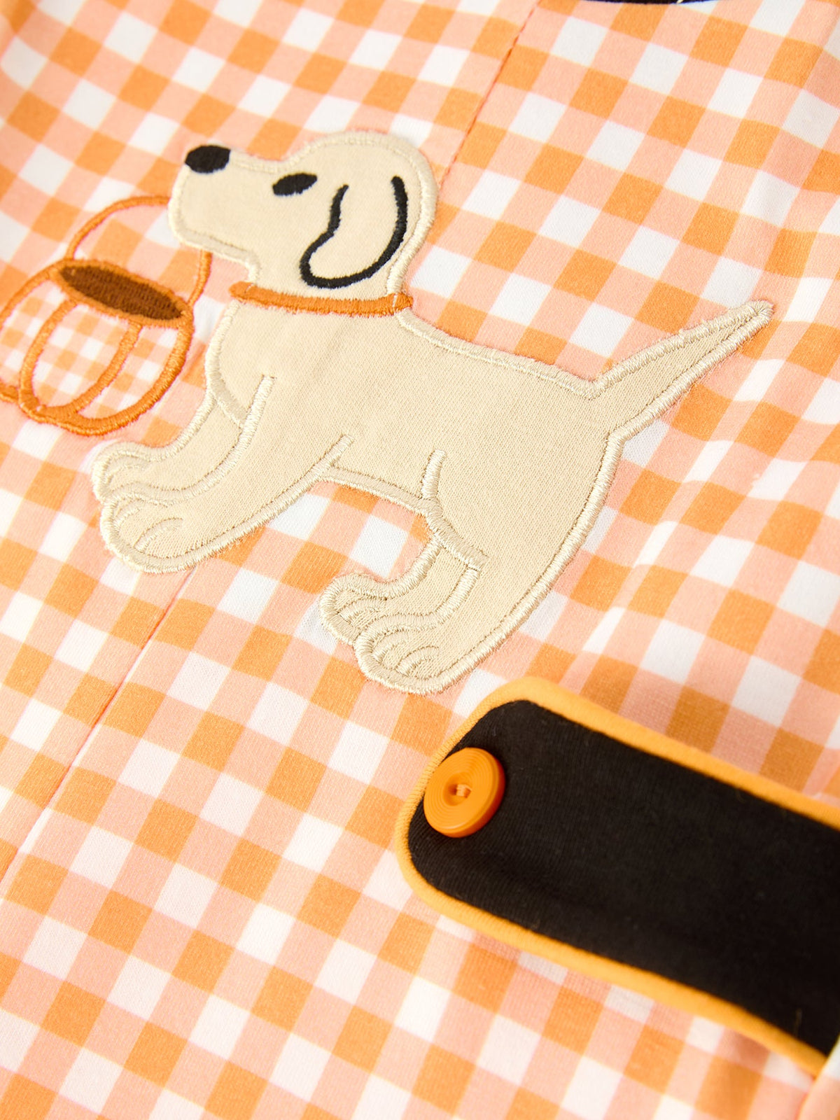 Boys Halloween Dog Pumpkin Jonjon Plaid Trim Outfit - Rylee Faith Designs - Flyclothing LLC