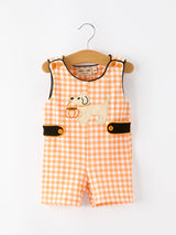 Boys Halloween Dog Pumpkin Jonjon Plaid Trim Outfit - Rylee Faith Designs - Flyclothing LLC