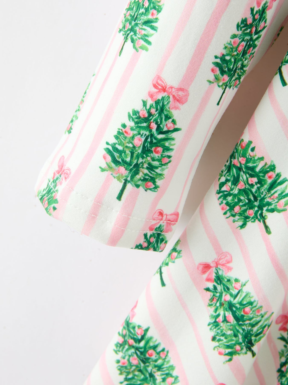 Christmas Girls Pink Stripe Tree Bow Twirl Dress - Rylee Faith Designs - Flyclothing LLC