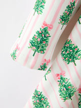 Christmas Girls Pink Stripe Tree Bow Twirl Dress - Rylee Faith Designs - Flyclothing LLC