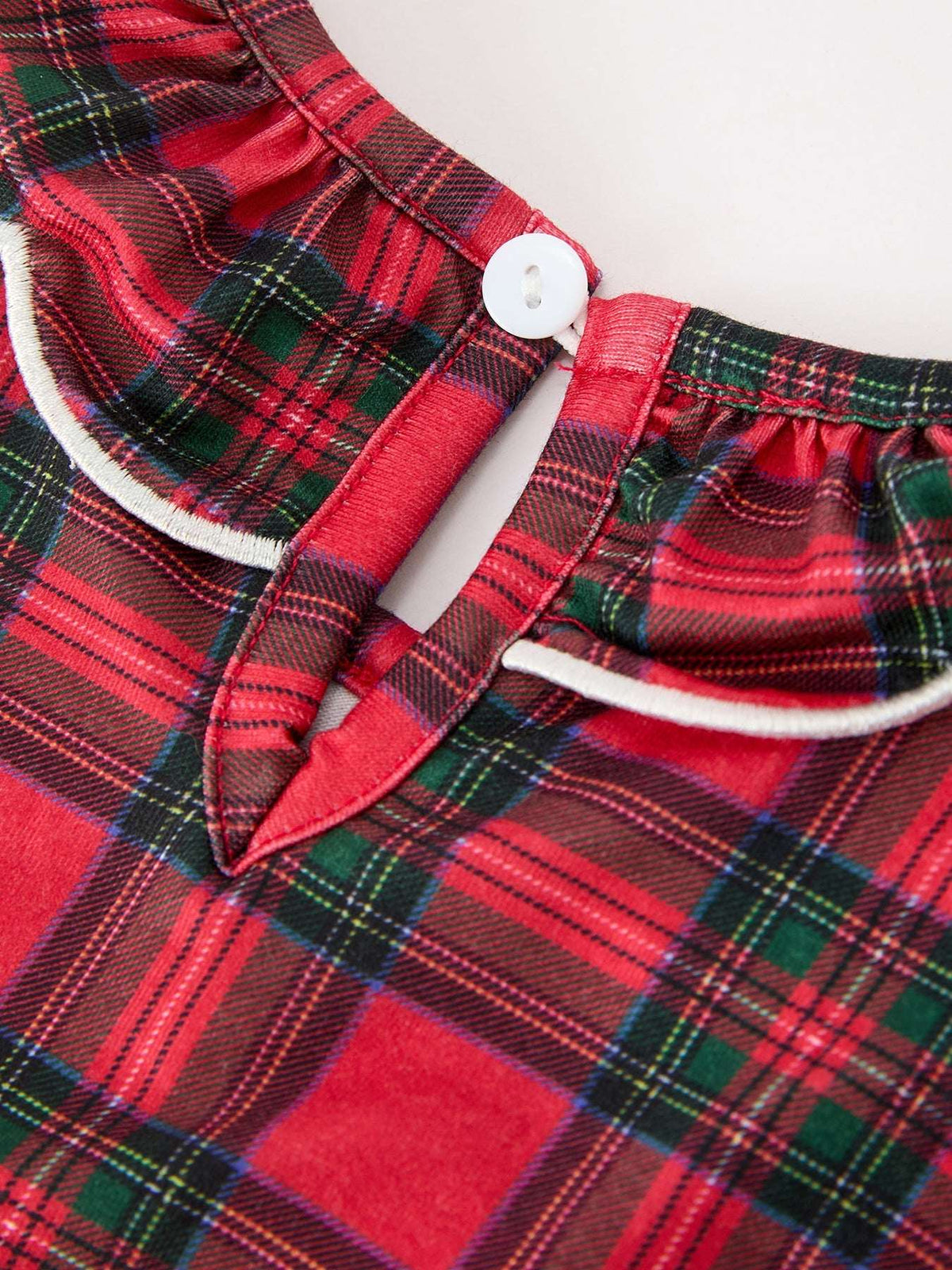 Christmas Girls Plaid Puppy Smocked Ruffle Collar Dress - Rylee Faith Designs - Flyclothing LLC