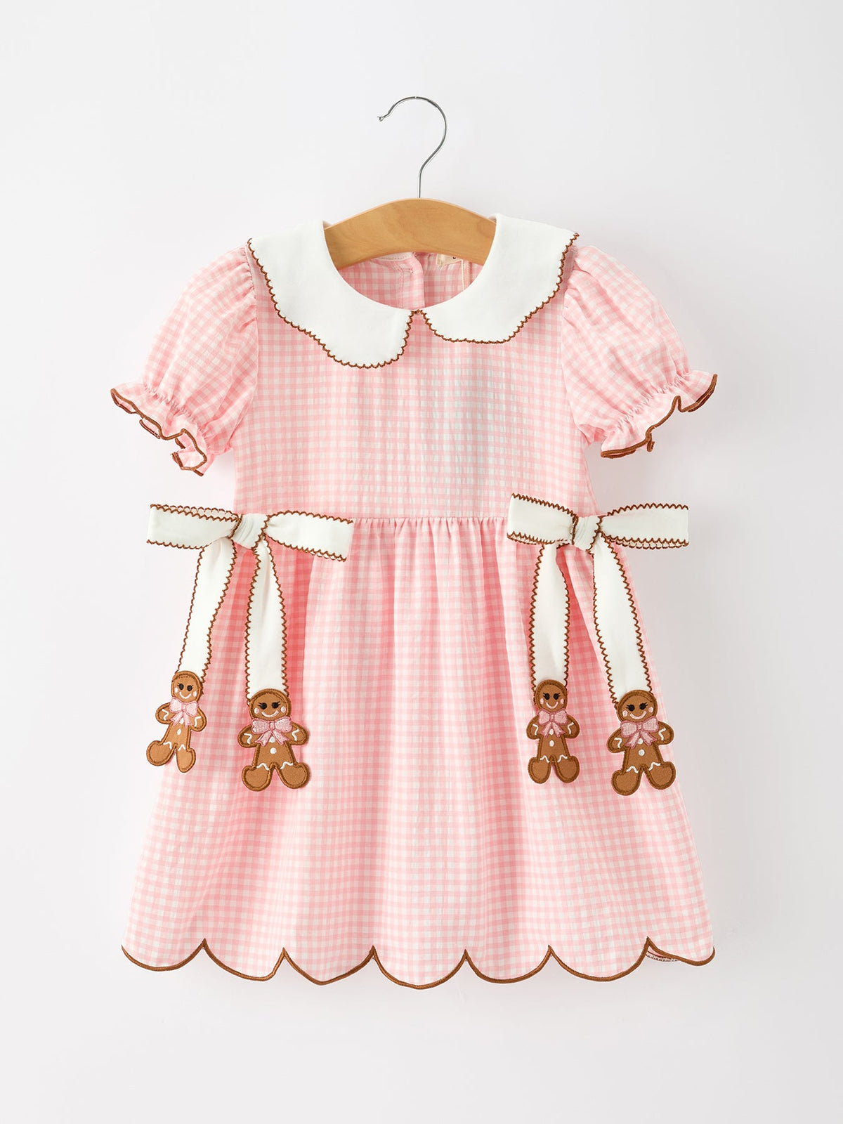 Christmas Girls Gingerbread Peter Pan Collar Dress - Rylee Faith Designs - Flyclothing LLC