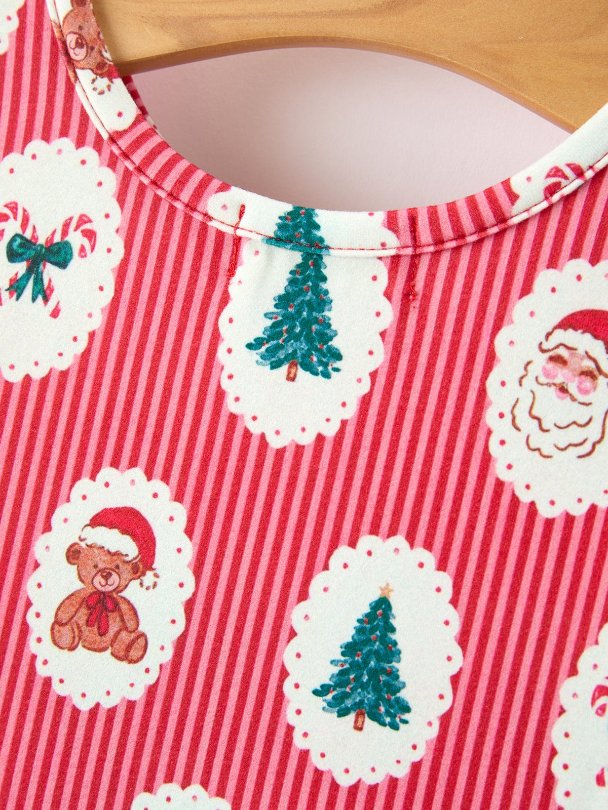 Christmas Girls' Santa and Tree Striped Dress - Rylee Faith Designs - Flyclothing LLC