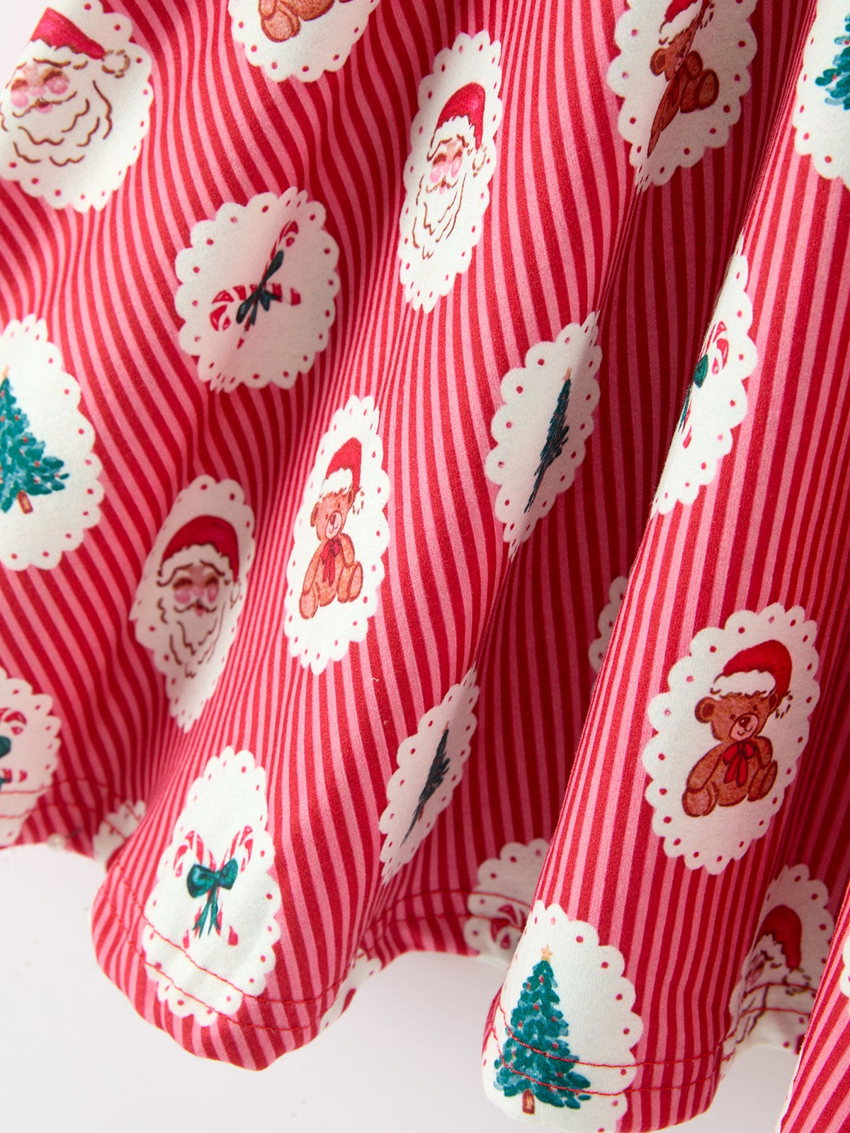 Christmas Girls' Santa and Tree Striped Dress - Rylee Faith Designs - Flyclothing LLC