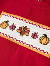Boy Thanksgiving Pumpkin Turkey Maple Leaf Outfit Set