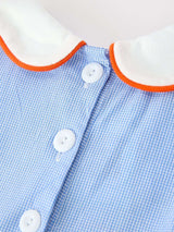 Fall Girls Plaid Pumpkin Appliqué Peter Pan Collar Dress