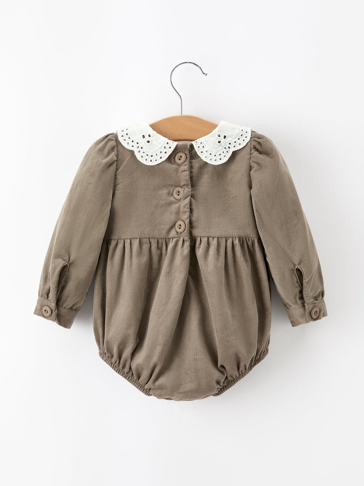 Fall Baby Girls Pumpkin Smocked Eyelet Collar Romper - Rylee Faith Designs - Flyclothing LLC