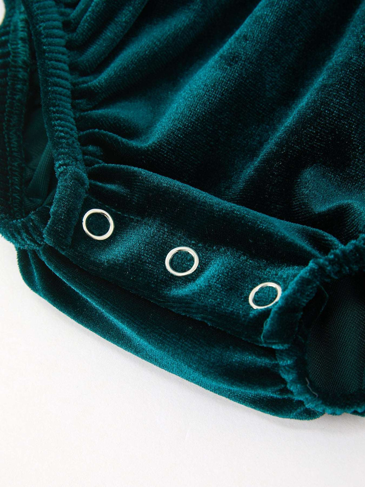 Baby Girls Emerald Green Velvet Peter Pan Collar Christmas Romper - Rylee Faith Designs - Flyclothing LLC