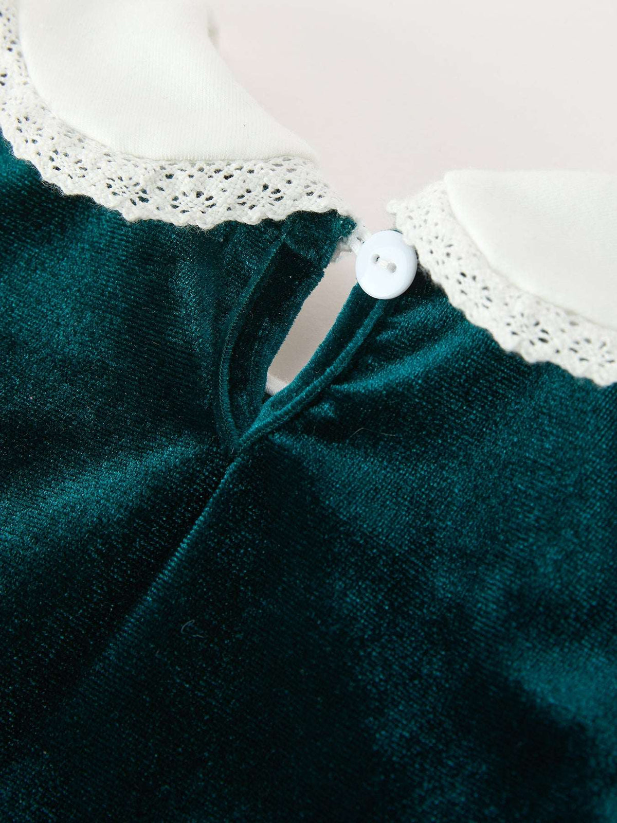 Baby Girls Emerald Green Velvet Peter Pan Collar Christmas Romper - Rylee Faith Designs - Flyclothing LLC