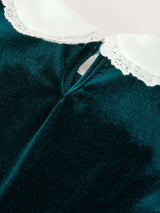Girls Emerald Green Velvet Lace Collar Christmas Dress - Rylee Faith Designs - Flyclothing LLC