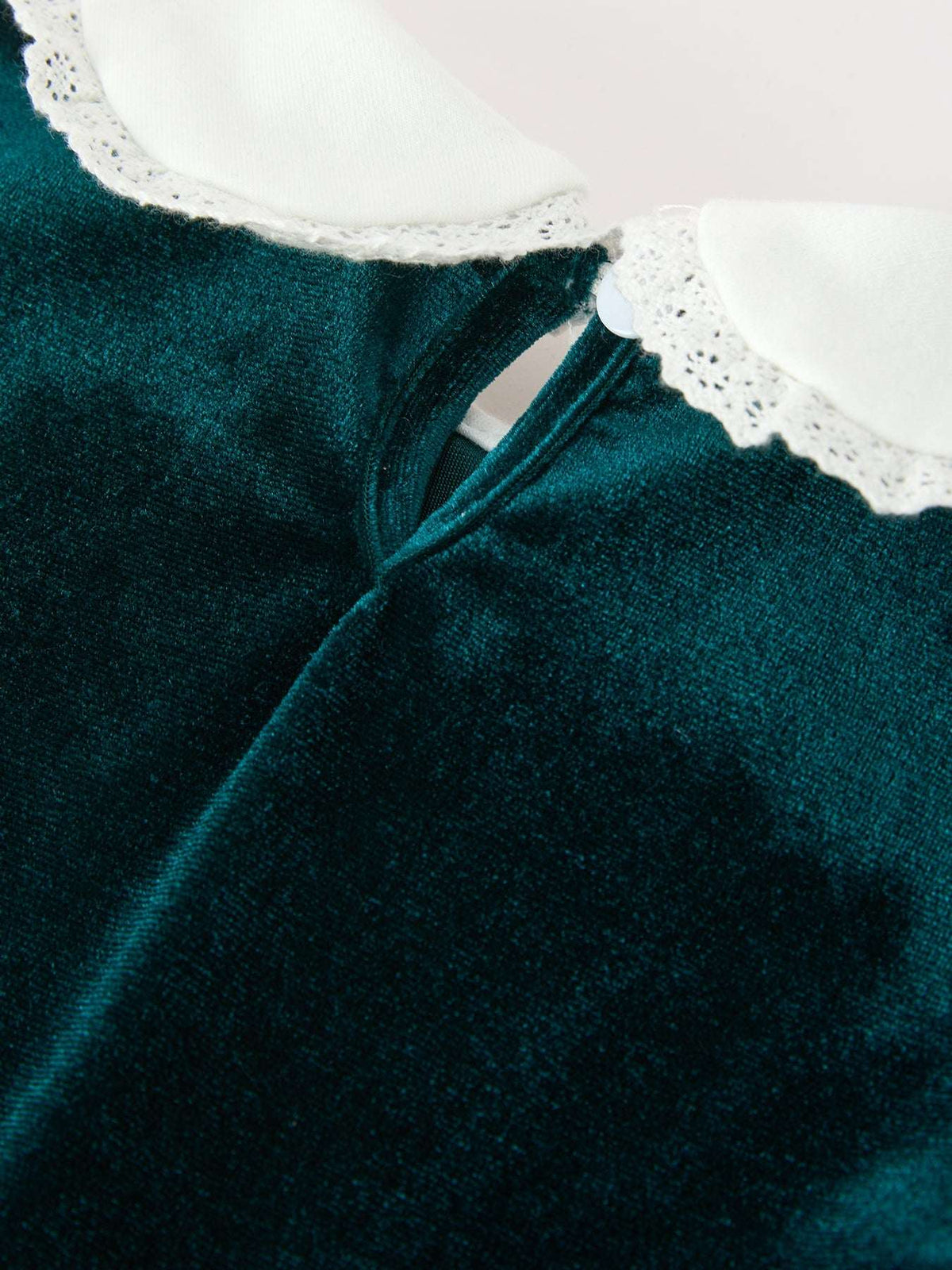 Girls Emerald Green Velvet Lace Collar Christmas Dress - Rylee Faith Designs - Flyclothing LLC