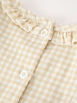 Baby Girls Goose Embroidered Beige Plaid Ruffle Bloomer Set - Rylee Faith Designs - Flyclothing LLC