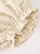 Baby Girls Goose Embroidered Beige Plaid Ruffle Bloomer Set