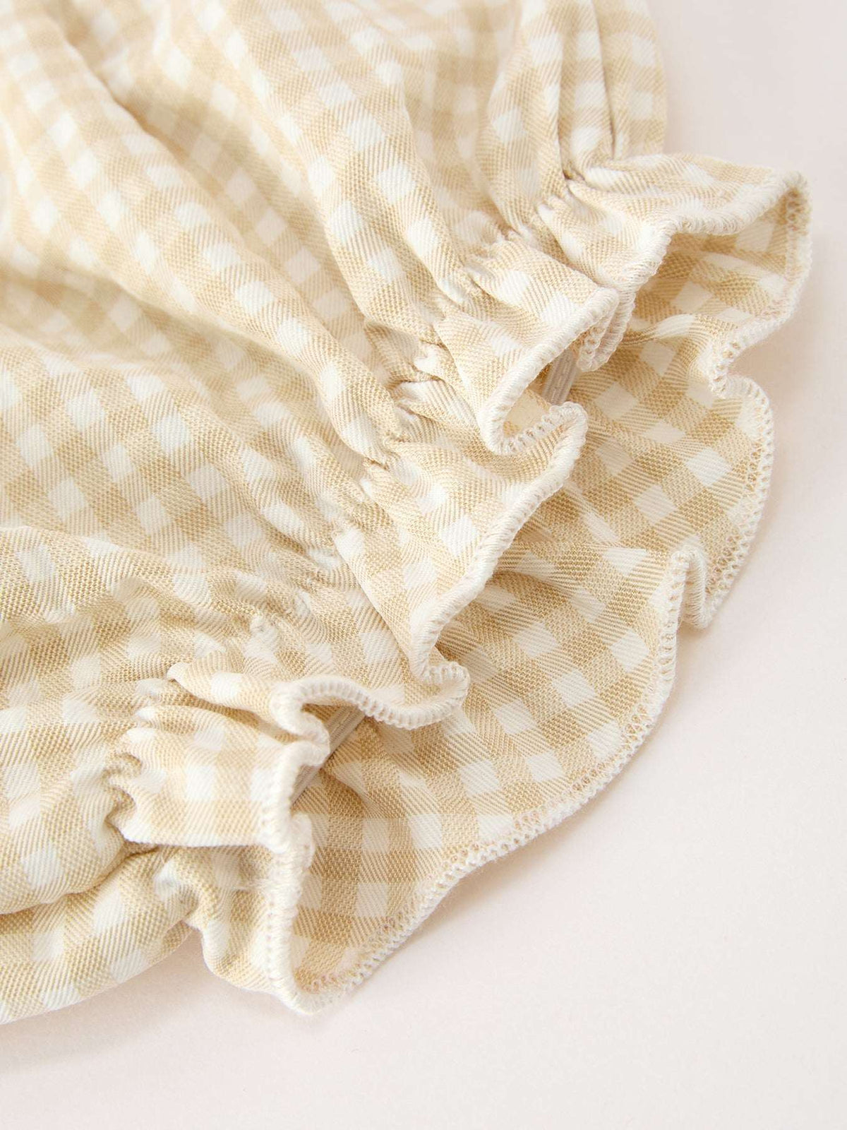 Baby Girls Goose Embroidered Beige Plaid Ruffle Bloomer Set - Rylee Faith Designs - Flyclothing LLC