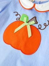 Fall Girls Pumpkin Appliqué Peter Pan Collar Bloomer Set - Rylee Faith Designs - Flyclothing LLC