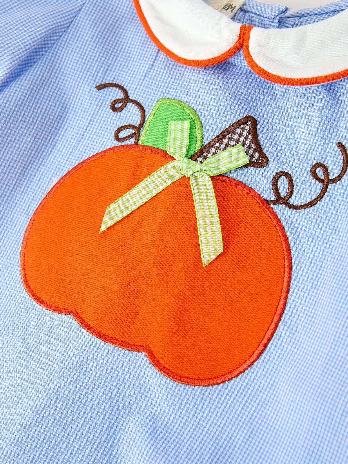 Fall Girls Pumpkin Appliqué Peter Pan Collar Bloomer Set - Rylee Faith Designs - Flyclothing LLC