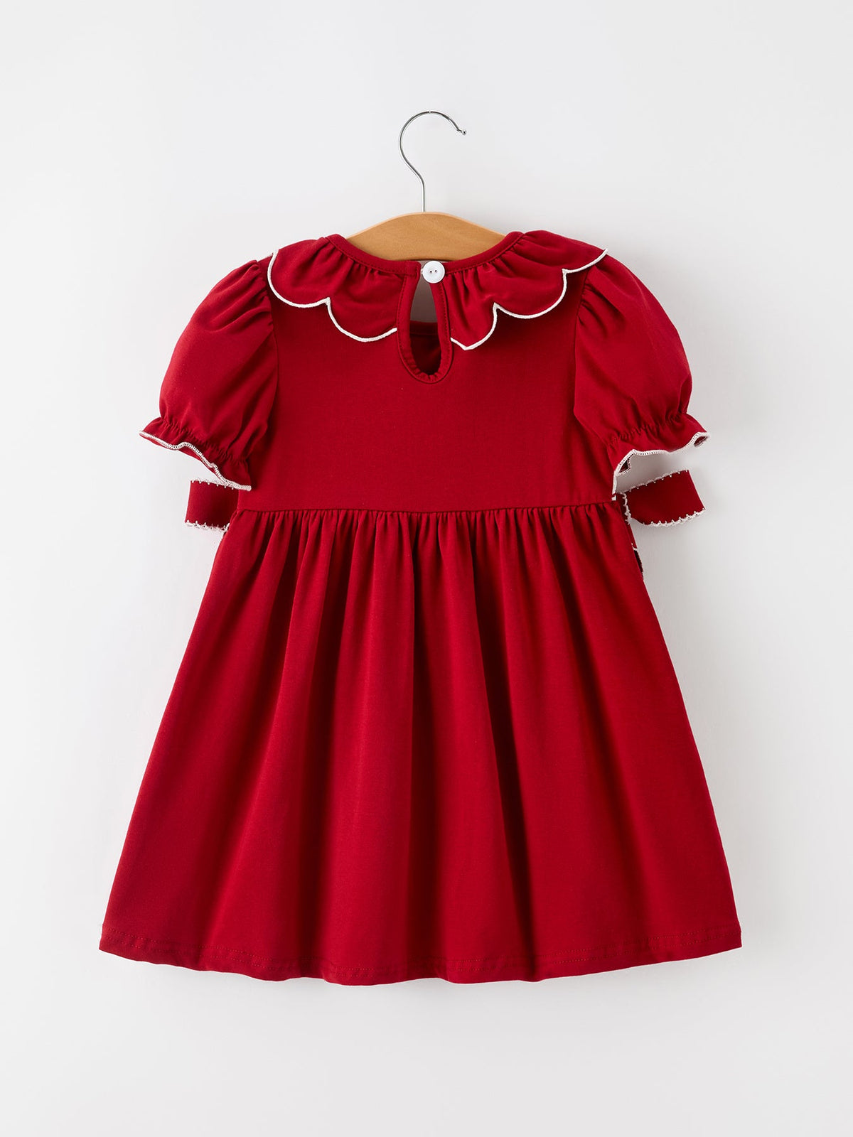 Girls Christmas Reindeer Smocked Red Bow Dress - Rylee Faith Designs - Flyclothing LLC