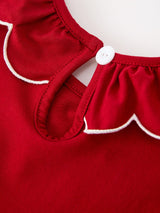 Girls Christmas Reindeer Smocked Red Bow Dress - Rylee Faith Designs - Flyclothing LLC