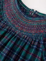 Girls Christmas Plaid Smocked Bubble Romper