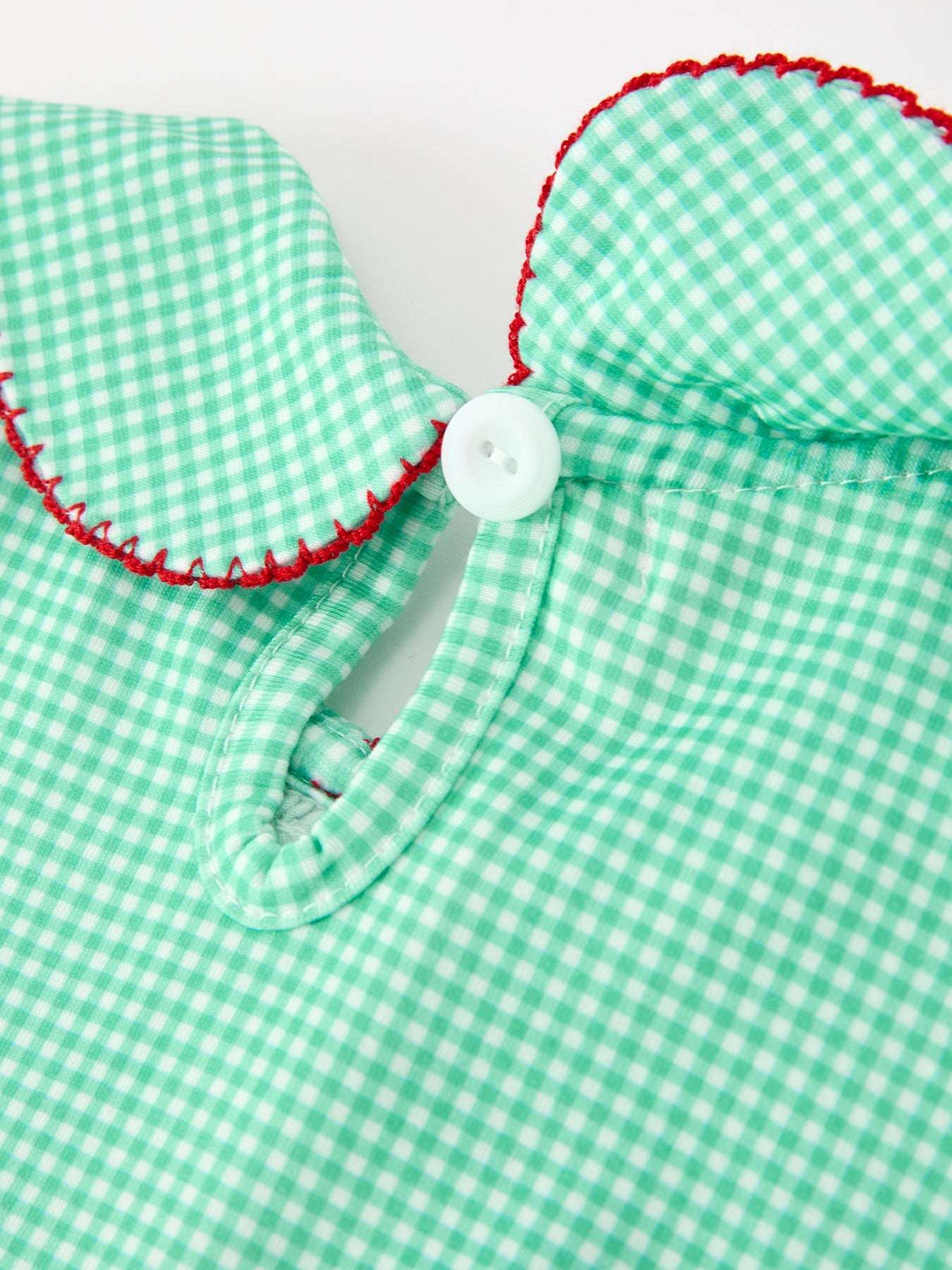 Christmas Girls Green Plaid Smocked Bow Peter Pan Collar Dress
